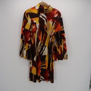 Curtsey Multi-Color Turtle Neck Bell Sleeve Dress